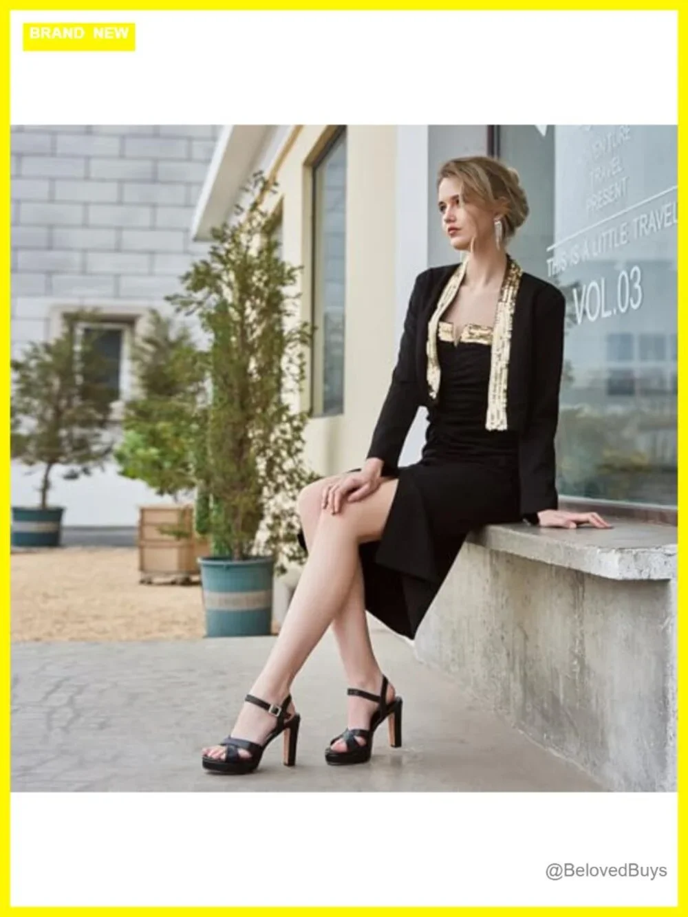 Platform Heeled Sandals with Ankle Strap, Block Heel, Open Toe, Leather